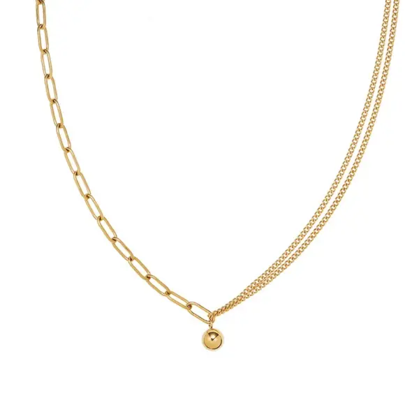 Wholesale Simple Style Solid Color Titanium Steel Plating Chain 18k Gold Plated Pendant Necklace