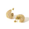 Wholesale PVD Coated Real Gold Plated 18K Gold Round 304 Stainless Steel Vintage Style Waterproof Non Tarnish Earrings