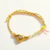 Wholesale Handmade Love Heart Pendant Zircon Embedded Stainless Steel 18K Gold Plated Cotton Rope Bracelet Sweet Cute Jewelry Accessory
