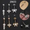 Wholesale Fashion Solid Color Stainless Steel Inlay Zircon Belly Ring 1 Piece