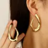 1 Pair Classic Style Asymmetrical Irregular 304 Stainless Steel Imitation Gold Electroplating Ear Studs