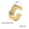 PVD Coated Real Gold Plated Geometric Stainless Steel Fashion Waterproof Non Tarnish Open Ring