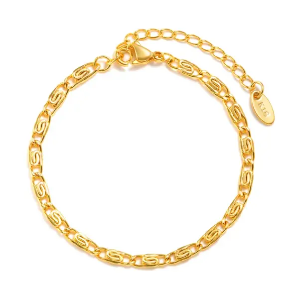 Wholesale PVD Coated Real Gold Plated 18K Gold Geometric 201 Stainless Steel IG Style Casual Simple Style Waterproof Non Tarnish 201 Stainless Steel Bracelets