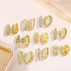 Wholesale Elegant Copper Plated 18K Gold Zirconia Embedded Earrings Women's Fashion Jewelry Non-Fading Geometric Pattern Hoop Earrings