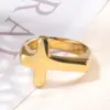 Wholesale Real Gold Plated Cross 304 Stainless Steel Simple Style Waterproof Non Tarnish Rings