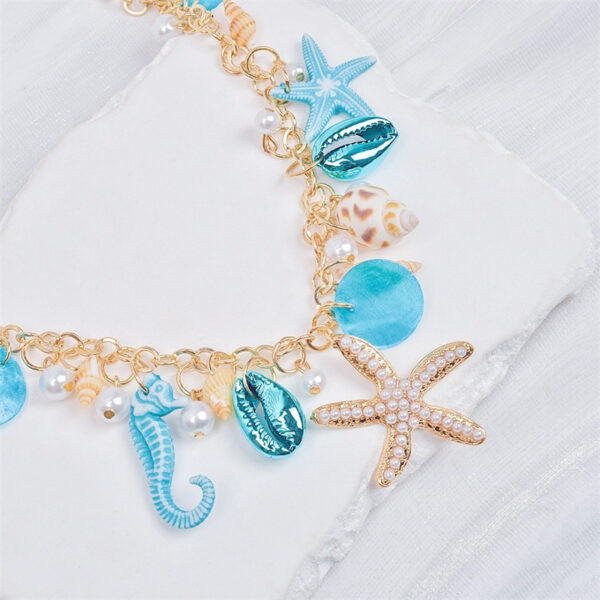 Wholesale Summer Beach Jewelry Starfish Series Pearl Starfish Conch Shell Necklace Women's Multi-element Beaded Crystal Necklace