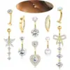 Wholesale Factory Direct Sales 10-Piece Pink Series Peach Heart Navel Ring Navel Stud Butterfly Navel Buckle Piercing Jewelry