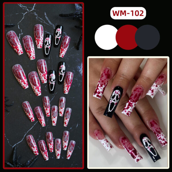 Wholesale Halloween bloody long T fake nail tips wear nail tips