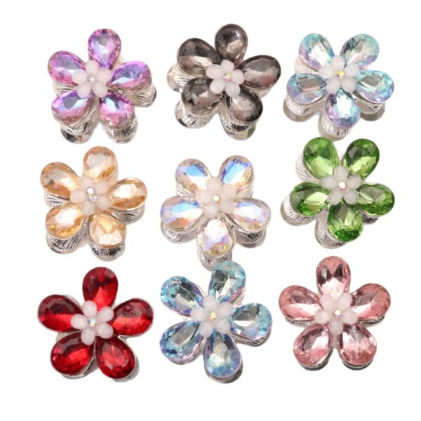 oly-24f798b588ade7e4c2ef8e28a71db629 Wholesale Hole alloy five-leaf flower beaded hair aessories double-sided crystal flower plating wholesale diy jewelry aessories