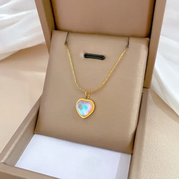 PVD Coated Real Gold Plated Heart Shape Titanium Steel Sweet Waterproof Non Tarnish Pendant Necklace