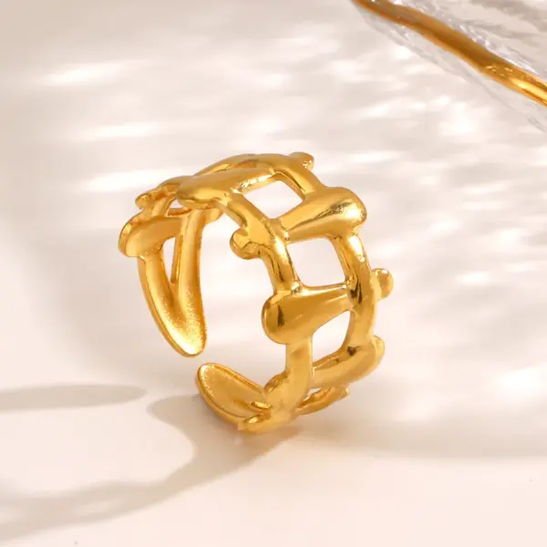 Wholesale Ion Plating (IP) 18K Gold Plated Solid Color 304 Stainless Steel IG Style Waterproof Non Tarnish Open Rings