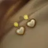 Sweet Heart Shape Titanium Steel Plating 18k Gold Plated Earrings Necklace