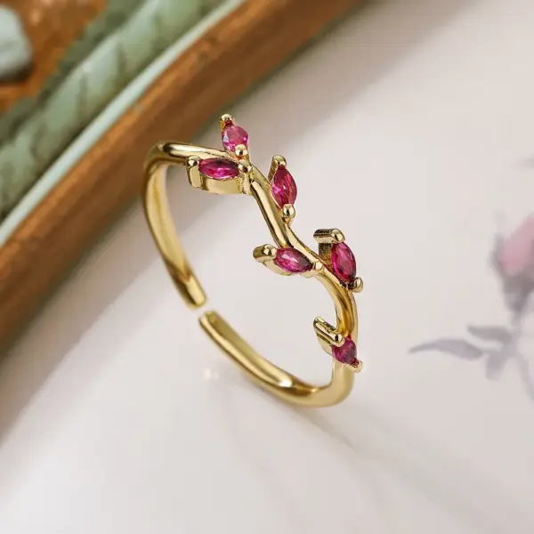 Wholesale Simple Style Geometric Color Block Copper 18k Gold Plated Zircon Open Rings In Bulk