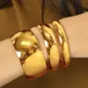Ion Plating (IP) Real Gold Plated 18K Circle Round Customization Laser Engraving 304 Stainless Steel Exaggerated Simple Style Waterproof Non Tarnish Bangle