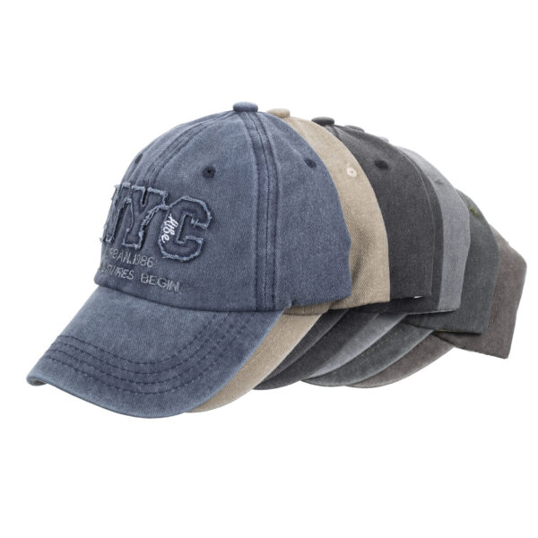 Wholesale Cross-Border Washed Cotton Amazon Letter Nyc Embroidered Baseball Cap Washed Distressed Letter Peaked Cap Wholesale B1174