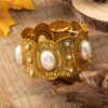 Wholesale European and American cross-border ethnic style retro alloy color bracelet women's bohemian pearl bracelet jewelry