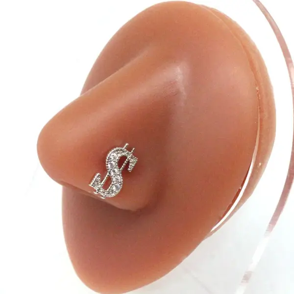 Wholesale Simple Style Butterfly Stainless Steel Plating Inlay Zircon Nose Ring Nose Pin