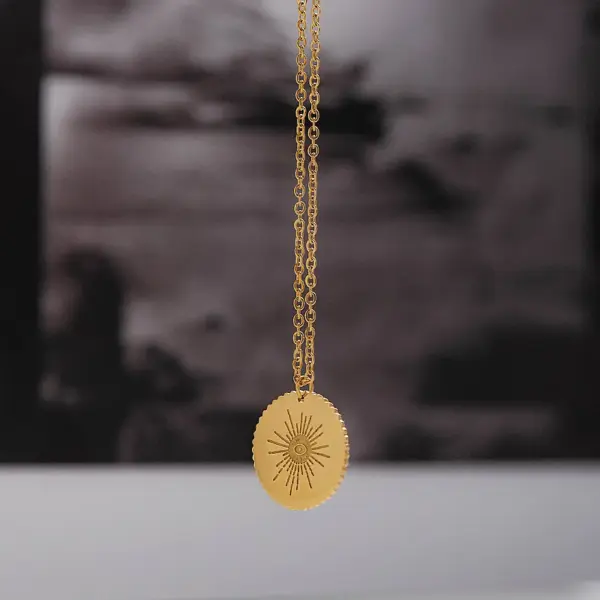 oly-25173d55e4f44ade3d20837393050377 Wholesale PVD Coated 18K Gold Real Gold Plated Geometric 304 Stainless Steel Simple Style Waterproof Non Tarnish 304 Stainless Steel Necklace
