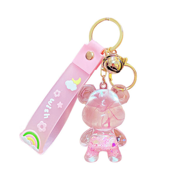 Wholesale Acrylic summer oil cherry blossom bear keychain female exquisite schoolbag pendant car key chain small gift