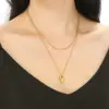Wholesale Fashionable Minimalist Double Layer Stainless Steel Bead Chain Heart Pendant Splicing Chain Necklace Jewelry Set For Women