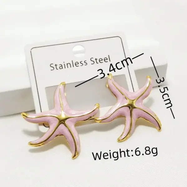 304 Stainless Steel Starfish Ion Plating (IP) Golden Plated Lady Waterproof Non Tarnish Gold Ear Studs