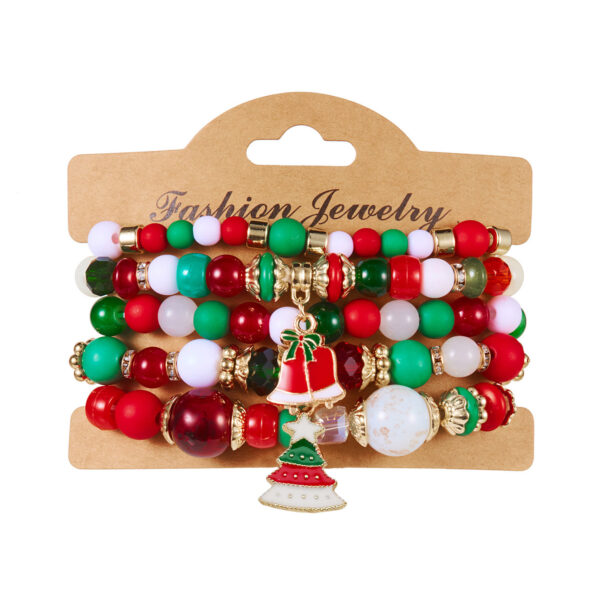 Wholesale New European and American cross-border Christmas crystal bracelet set, versatile Christmas snowman snowflake beaded bracelet wholesale.