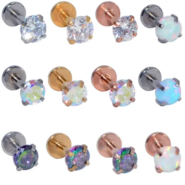1 Piece Lip Rings Fashion Geometric 304 Stainless Steel Synthetic Opal Zircon Inlay Synthetic Opal Zircon 18K Gold Plated