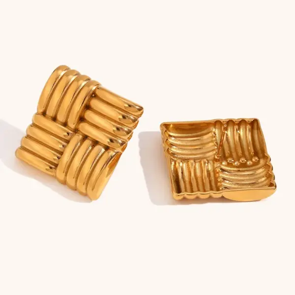 PVD Coated Real Gold Plated Solid Color 304 Stainless Steel Classic Style Waterproof Non Tarnish Ear Studs