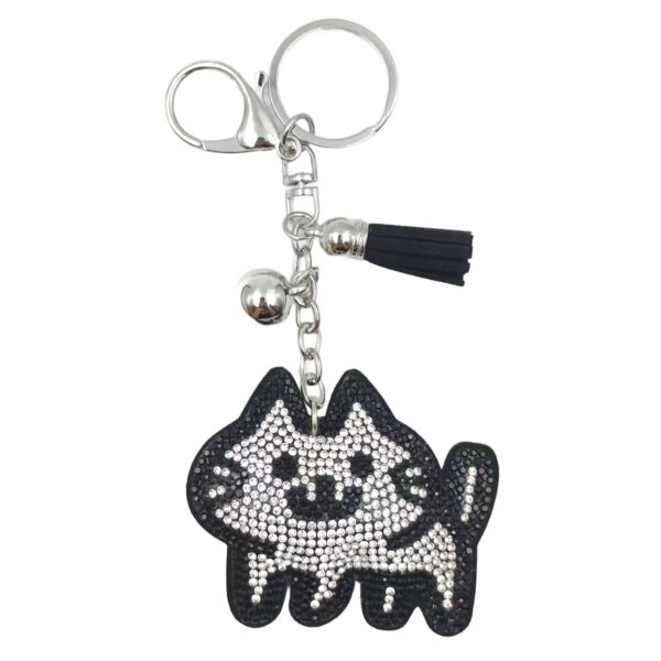 Wholesale New cute cartoon cat diamond keychain rhinestone cat bag tassel pendant creative gifts wholesale in stock