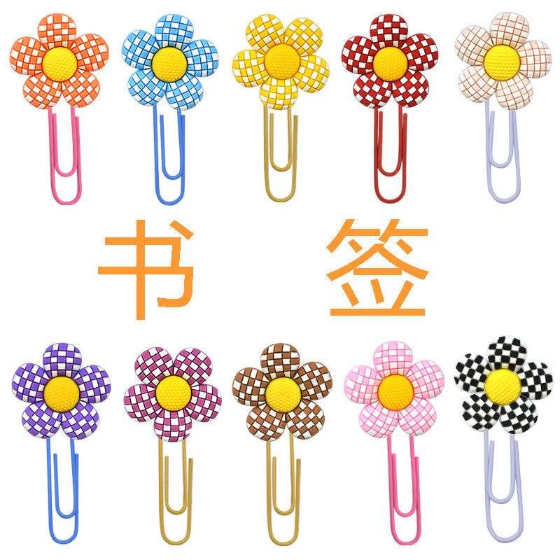 Wholesale Random Candy Colorfuled Flower Paper Clips Student Bookmarks