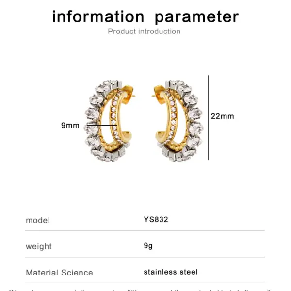 Wholesale PVD Coated 18K Gold Real Gold Plated C Shape 304 Stainless Steel Casual Shiny Waterproof Non Tarnish Ear Studs