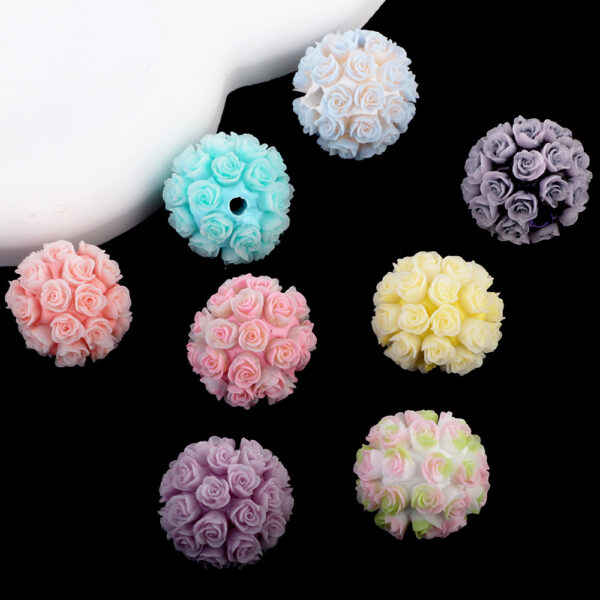Wholesale Colorful rose luminous flower ball clay drill ball straight hole beads DIY