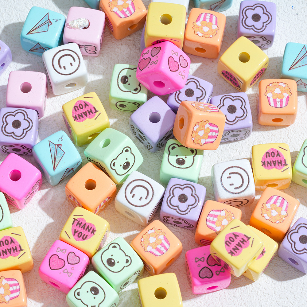 Wholesale Cartoon Character Square Perforated Beads