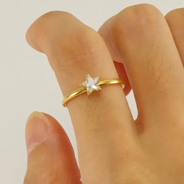PVD Coated 18K Gold Plated Star Stainless Steel Simple Style Korean Style Waterproof Non Tarnish Open Rings