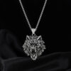Wholesale 2023 European and American Cross-Border Retro Jewelry Punk Rock Personalized Alloy Pendant Titanium Steel Wolf Head Men's Necklace