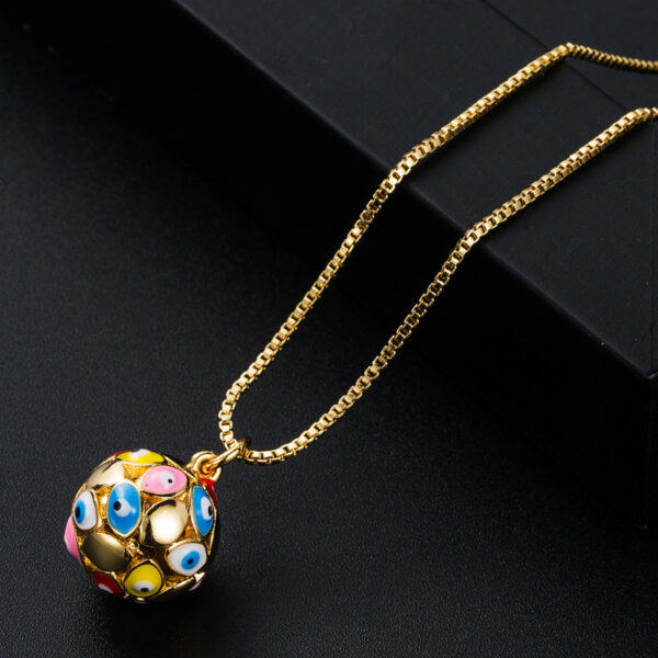 oly-255956284fb723c8303992061019b93e Wholesale copper plated real gold drop oil eye pendant women's fashion geometric spherical necklace Devil's Eye necklace