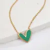 Wholesale 304 Stainless Steel Plastic Asymmetrical Heart Shape Ion Plating (IP) Acrylic 18K Gold Plated Cute Sweet Waterproof Non Tarnish Inlay Gold Pendant Necklace