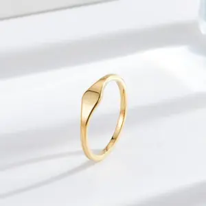 Wholesale Vacuum Plating PVD Coated Real Gold Plated 18K Gold Geometric 304 Stainless Steel Simple Style Waterproof Non Tarnish Rings