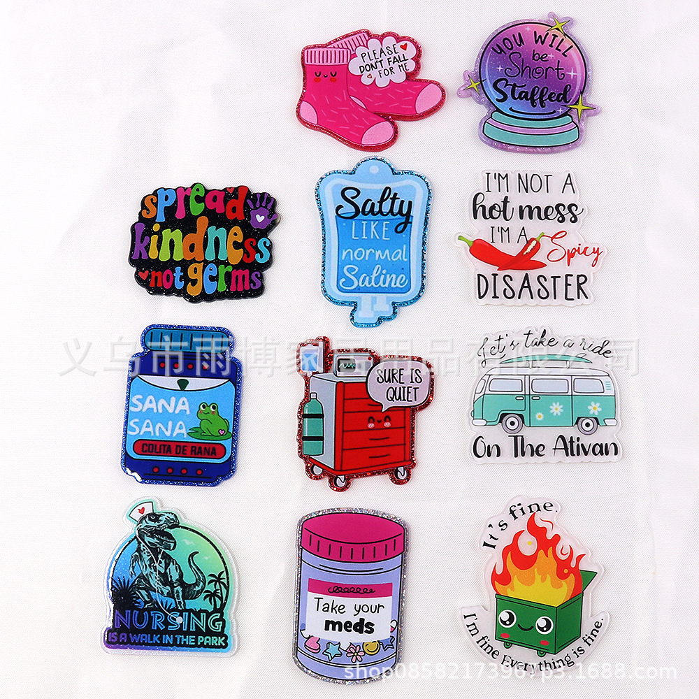 Wholesale New Cartoon wder Medical Nurse Letter Rainbow Bag Jewelry Acrylic Moe DIY Patch Aessories