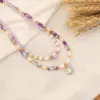 Wholesale Bohemian Heart Shape Eye Stainless Steel Natural Stone Beaded Plating 18K Gold Plated Necklace