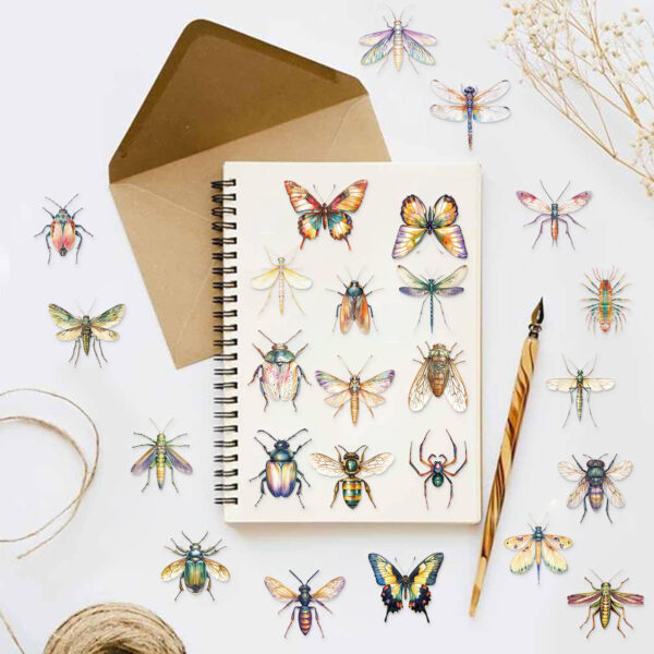 Wholesale 50 sheets transparent ins insect sticker bag waterproof transparent PET hand account decoration guitar notebook cross-border
