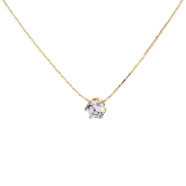 Wholesale Jewelry Elegant Wedding Simple Style Geometric Titanium Steel Zircon Inlay Pendant Necklace