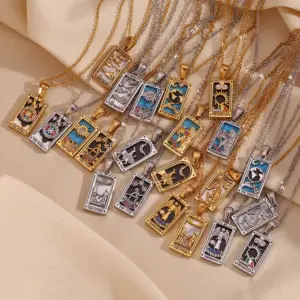 Wholesale 304 Stainless Steel Arylic Human Sun Moon PVD Coated Rhinestones 18K Gold Plated Real Gold Plated Simple Style Waterproof Non Tarnish Plating Inlay White Gold Silver Pendant Necklace