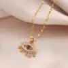Wholesale PVD Coated 18K Gold Plated Eye Stainless Steel Vintage Style Waterproof Non Tarnish 304 Stainless Steel Pendant Necklace