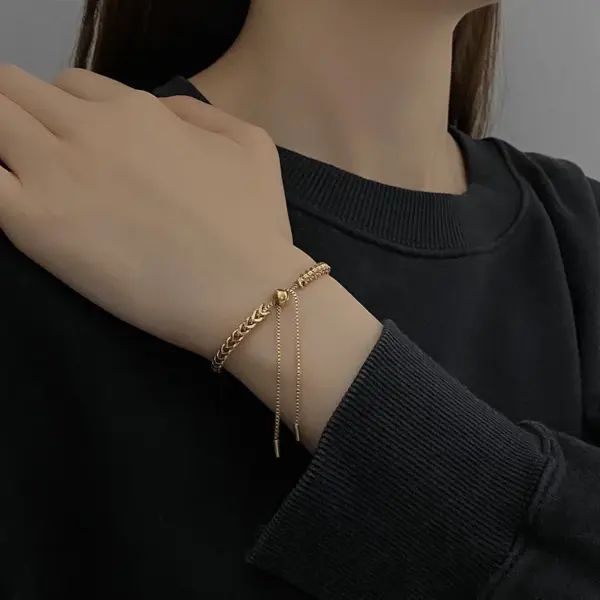 Wholesale Simple Style Solid Color Titanium Steel Braid Bracelets