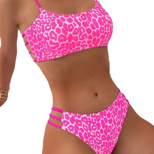 oly-256f2dad1a1e8c8f58640c19c3d787cf Wholesale Sexy Strap Neck Tube Top Split Bikini suit Leopard int Swimsuit