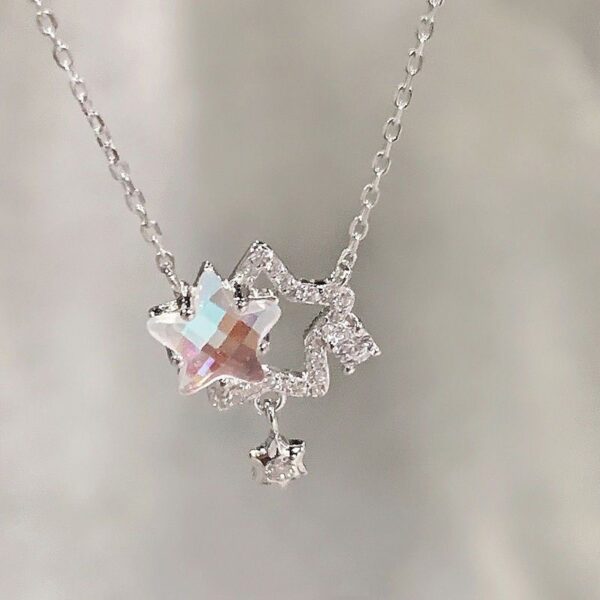 Wholesale Shining Gemini Magic star necklace 2023 new light luxury niche high-grade clavicle chain summer Women