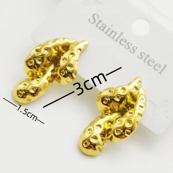 Wholesale 304 Stainless Steel Paisley Water Droplets Electroplating 18K Gold Plated Golden Plated Elegant Waterproof Non Tarnish Gold Ear Studs
