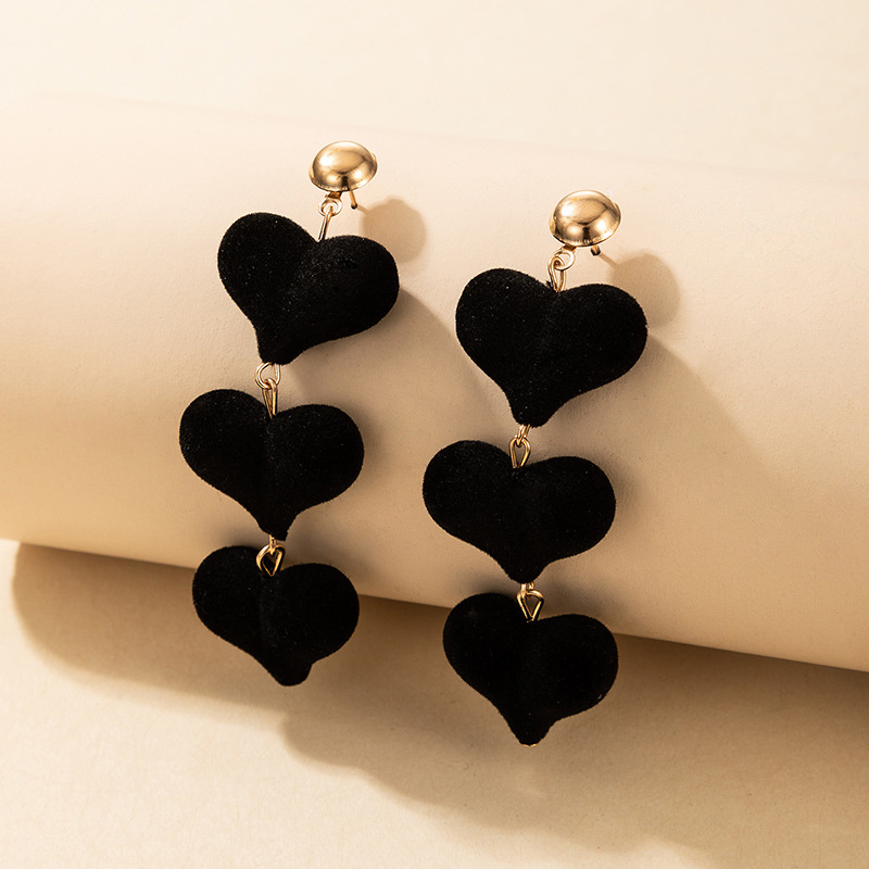 Wholesale Red Love Veet Heart-shaped Peach Heart Earrings