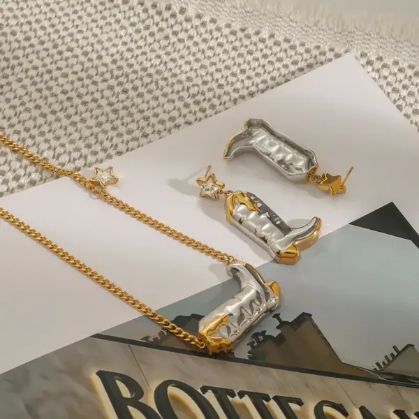 PVD Coated Real Gold Plated 18K Gold Star Boots 304 Stainless Steel Simple Style Classic Style Shiny Waterproof Non Tarnish Earrings Necklace